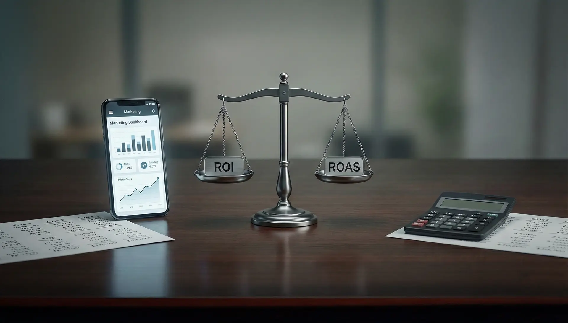 Gráfico comparativo ROI vs ROAS